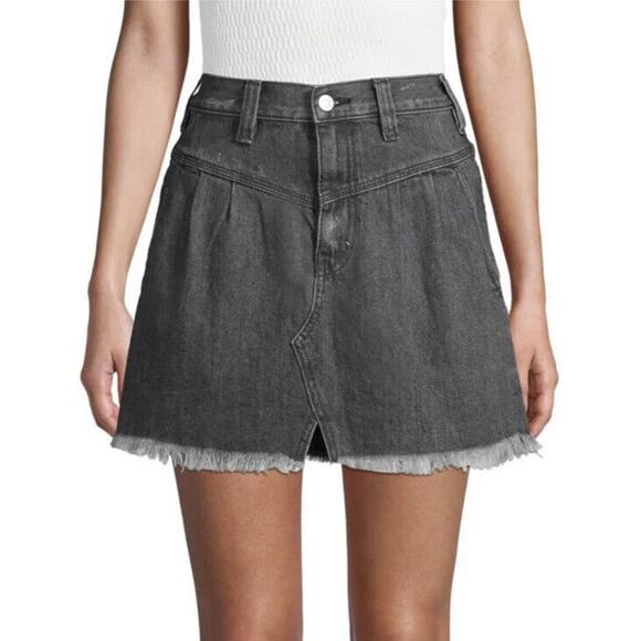 Free People We The Free Mini Sanded Gray Mini Denim Skirt Frayed Hem Size 31 - Picture 1 of 8